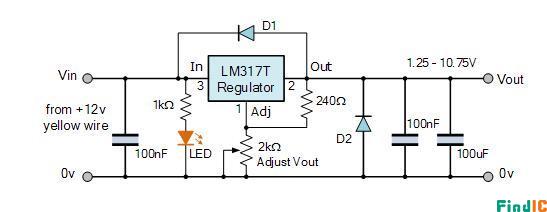 LM317T可变电压电源电路 LM317T可变电压电源电路
